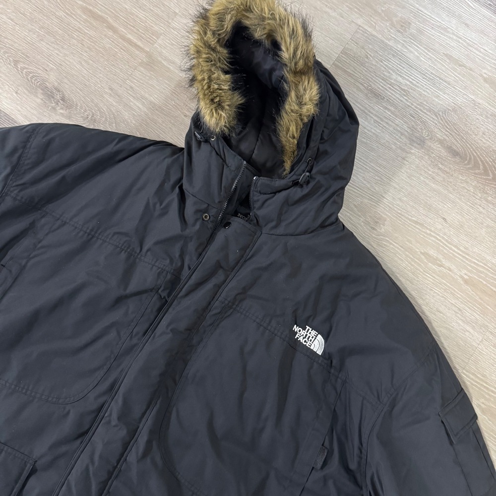 Vintage The North Face Parka Jacket Mens 6XL Black Faux Fur Hood 800 Down Fill